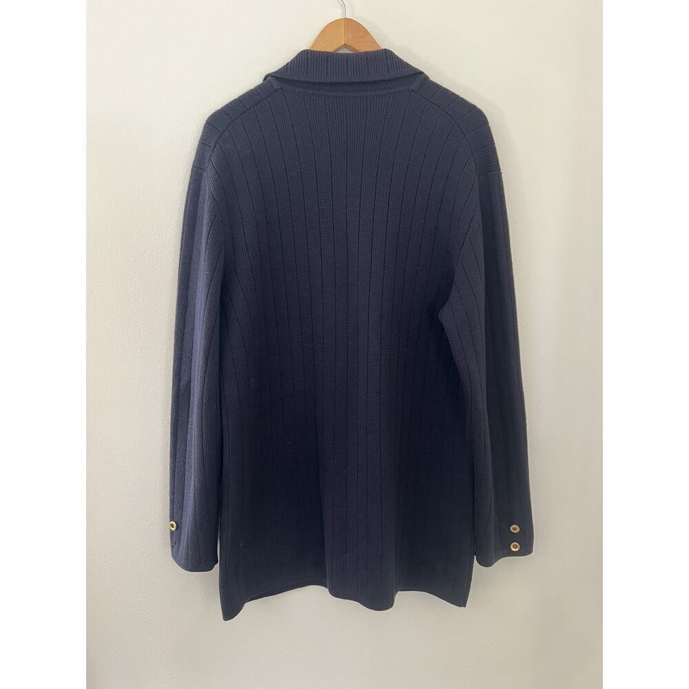 Vintage Navy Blue GUCCI Wool Double Breasted Knit Men Cardigan Sweater 50s 60's - Picture 11 of 13